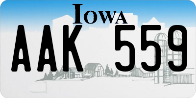 IA license plate AAK559