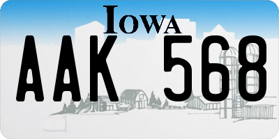 IA license plate AAK568