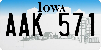 IA license plate AAK571