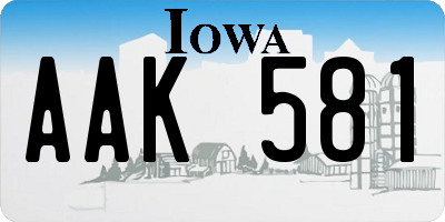 IA license plate AAK581