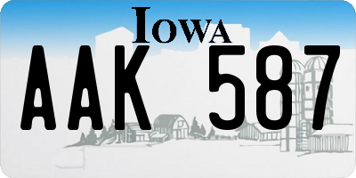 IA license plate AAK587