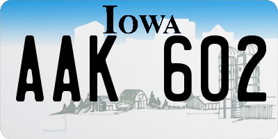 IA license plate AAK602