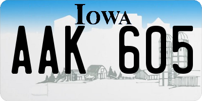 IA license plate AAK605