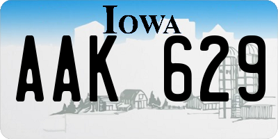 IA license plate AAK629