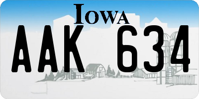 IA license plate AAK634