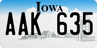 IA license plate AAK635