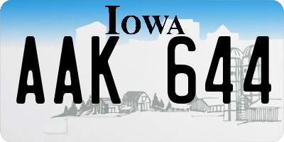 IA license plate AAK644