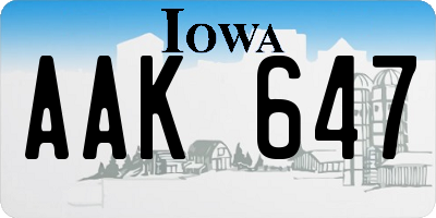 IA license plate AAK647