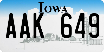 IA license plate AAK649