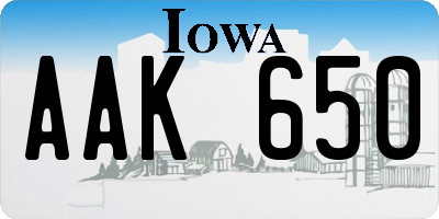 IA license plate AAK650