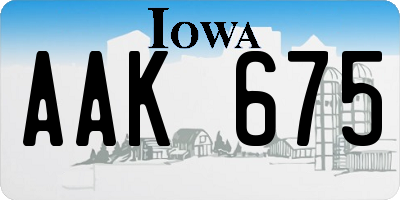 IA license plate AAK675