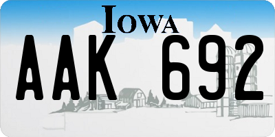 IA license plate AAK692