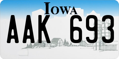 IA license plate AAK693