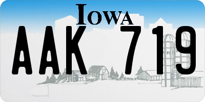 IA license plate AAK719