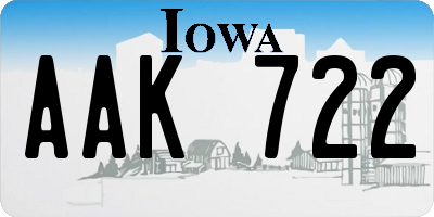 IA license plate AAK722