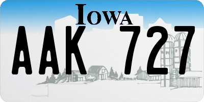 IA license plate AAK727