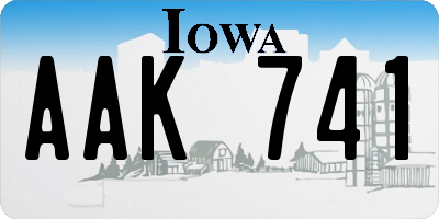 IA license plate AAK741