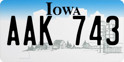 IA license plate AAK743
