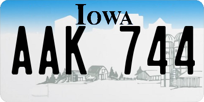 IA license plate AAK744