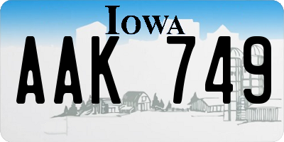 IA license plate AAK749