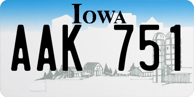 IA license plate AAK751