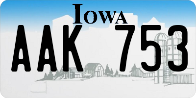 IA license plate AAK753