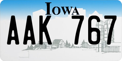 IA license plate AAK767