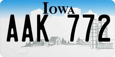 IA license plate AAK772