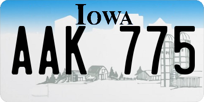 IA license plate AAK775