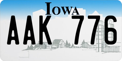 IA license plate AAK776