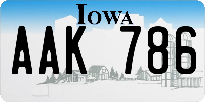 IA license plate AAK786