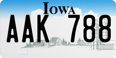 IA license plate AAK788
