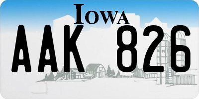 IA license plate AAK826