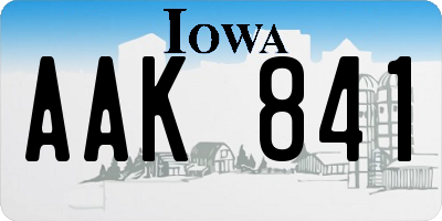 IA license plate AAK841