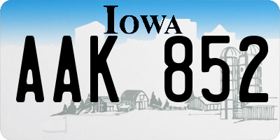 IA license plate AAK852