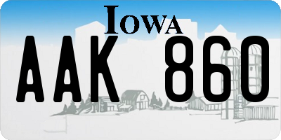 IA license plate AAK860