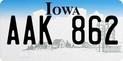 IA license plate AAK862