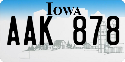 IA license plate AAK878