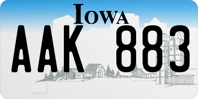 IA license plate AAK883