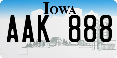 IA license plate AAK888