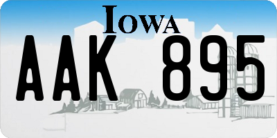 IA license plate AAK895