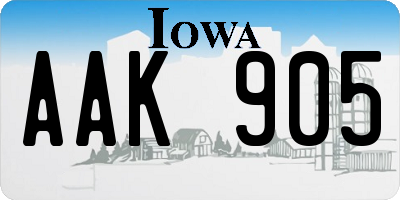 IA license plate AAK905