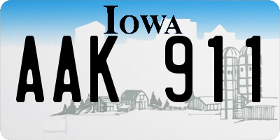 IA license plate AAK911