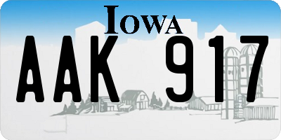 IA license plate AAK917