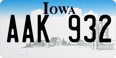 IA license plate AAK932