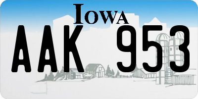 IA license plate AAK953