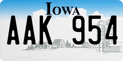 IA license plate AAK954