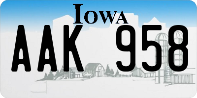 IA license plate AAK958