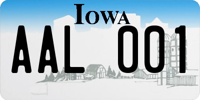 IA license plate AAL001