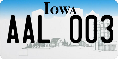 IA license plate AAL003